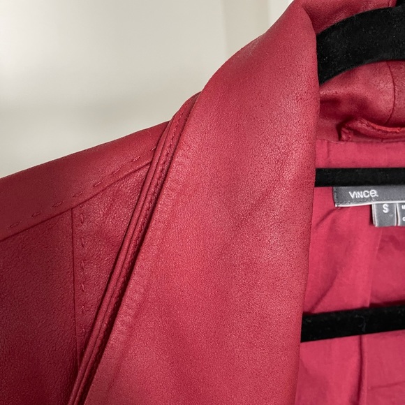 VINCE Red Leather Jacket - Picture 15 of 17